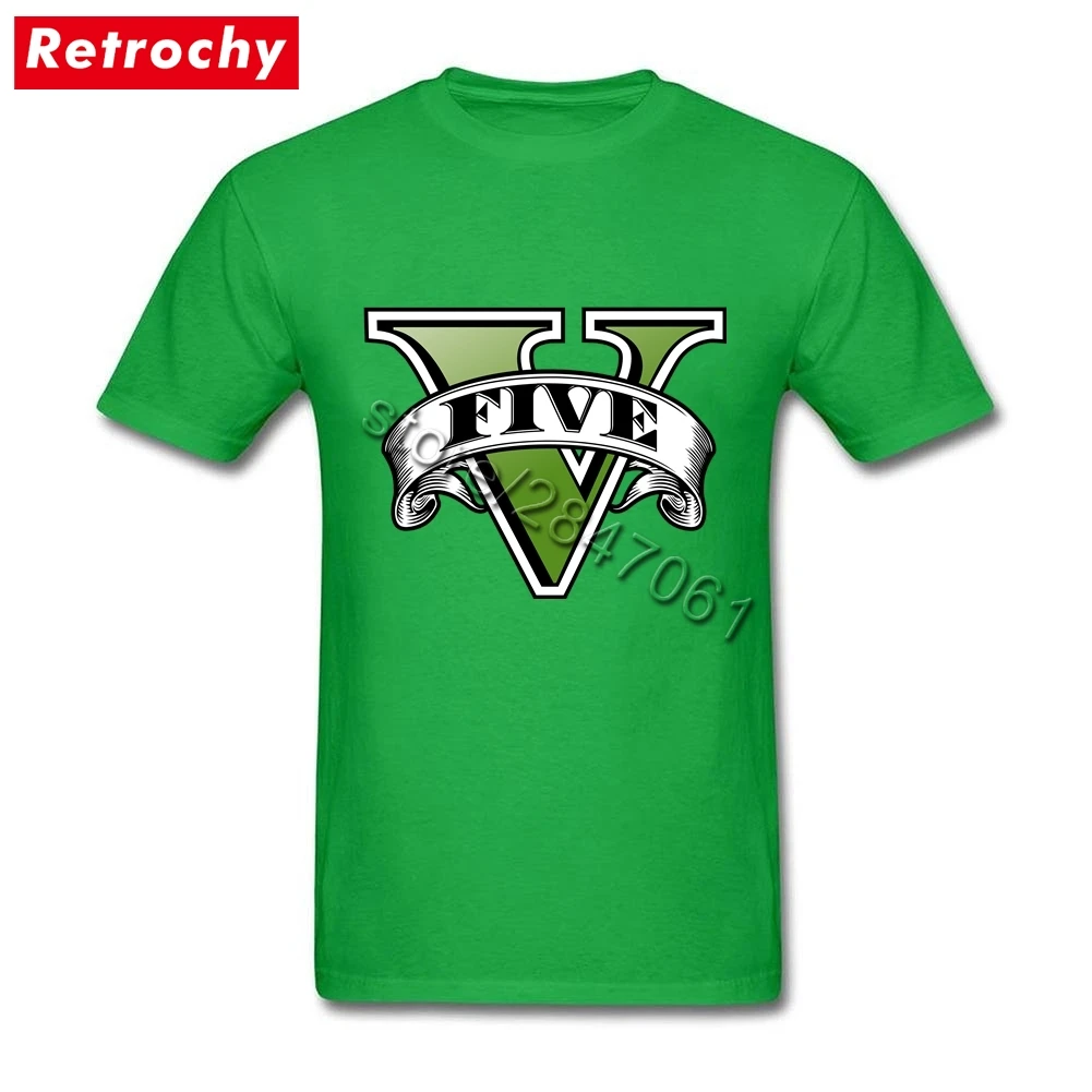 Дизайнерская футболка GTA 5 GRAND THEFT AUTO V Logo футболка для мужчин облегающая с коротким рукавом индивидуальная футболка большого размера одежда - Цвет: Зеленый