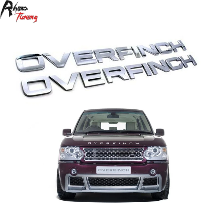 

OVERFINCH Letters Matt Silver /Chrome Car Badge for Sport Bonnet Emblem Auto Hood Fender Fit Freelander Defender 516