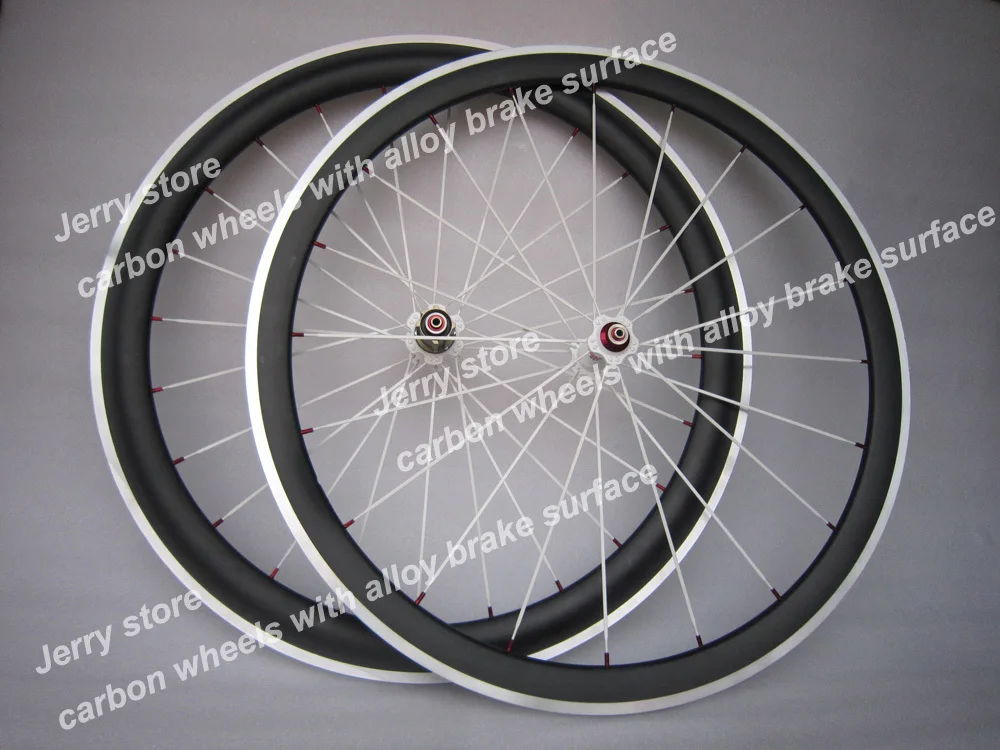 

front 38mm rear 38mm one pair 38mm deep clincher carbon wheels alloy brake 700C
