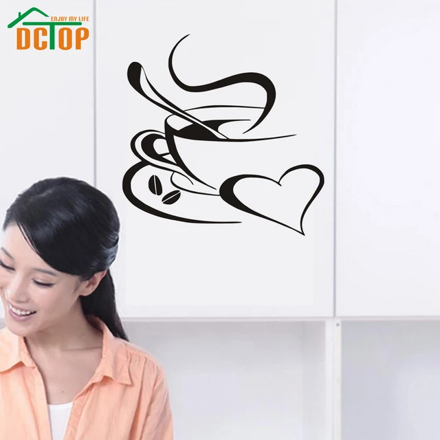 DCTOP A Cup Of Coffee Vinyl Art Wall Stickers Home Decor Creative Cafe Shop Stickers Wall Decoration