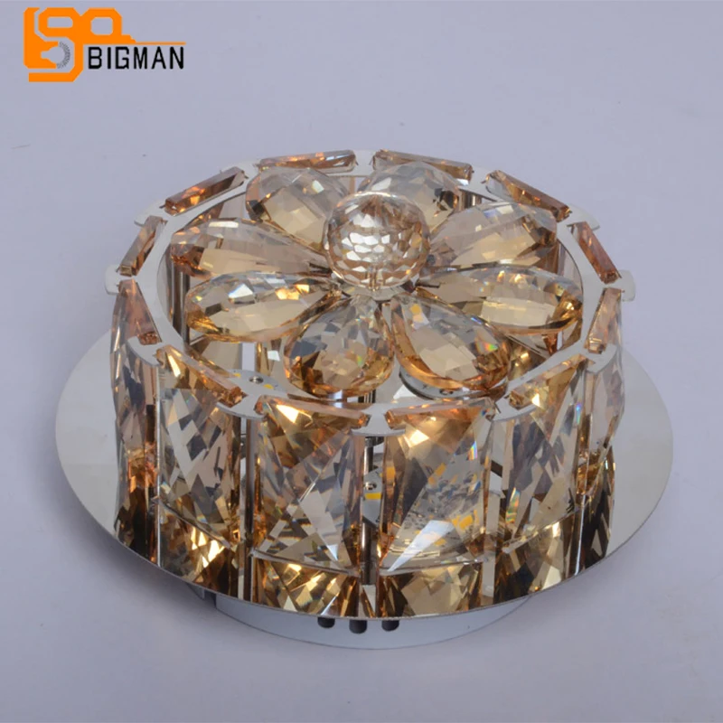 

champagne crystal ceiling light modern plafonnier led lamp wideth 18cm hallway light fixtures