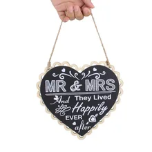 Свадебное Ремесло в форме сердца деревянная доска кулон Mr& Mrs знак Висячие бирки Свадебные украшения вечерние принадлежности ремесло подарки