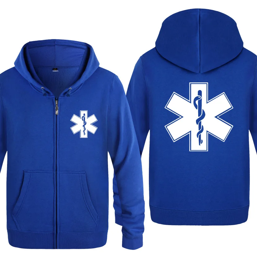  EMT Emergency Ambulance Printed Hoodies Men Brand Fleece Long Sleeve Mens Jacket Sweatshirt Coat Wi