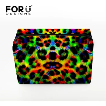 

FORUDESIGNS 2019 New Style Cosmetic Bag Leopard Print Women Makeup Bag Travel Portable Handbag Storage Make-up Tools Bags