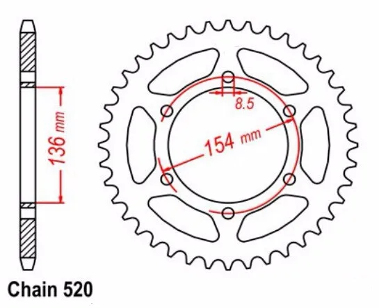 LOPOR 520-47T Задняя звездочка мотоцикла для BMW 650 Xchallenge K15 650 xкантри K15 07-08