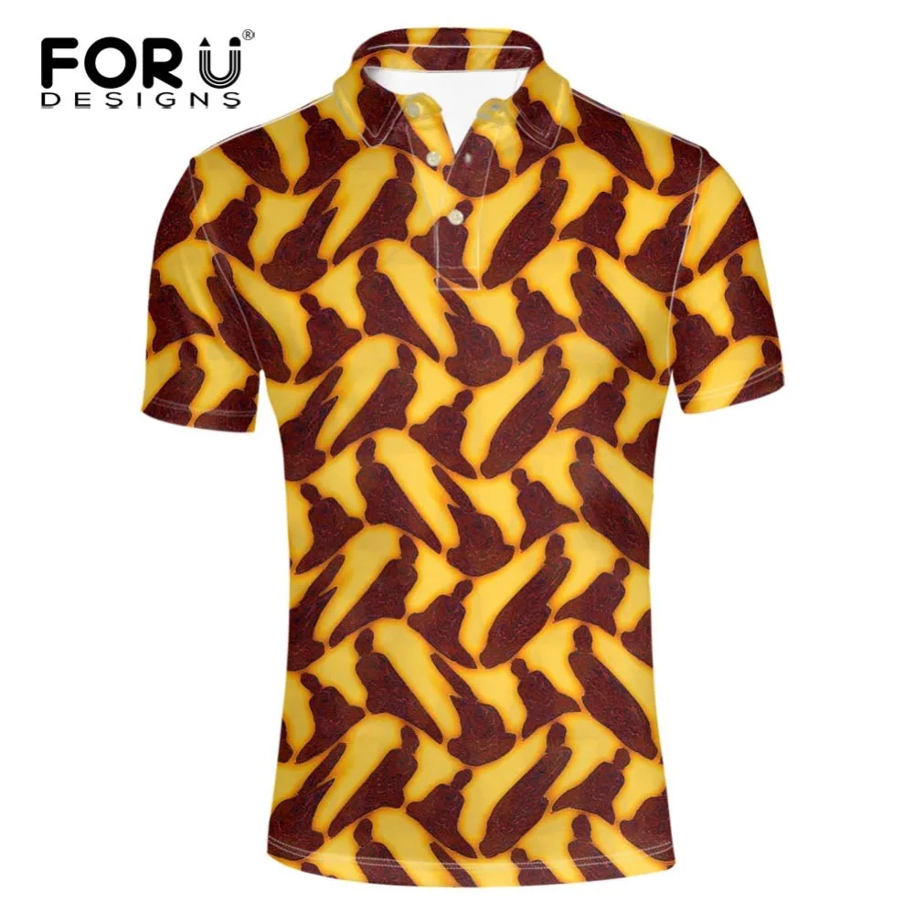 

FORUDESIGNS Shirt Top Quality Fashion Men Short Sleeve Turn-down Collar Polos Hombre Men's Casual Loose African Print POLO