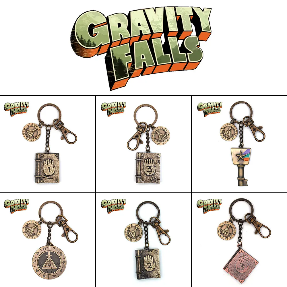 Gravity Falls Bill Cipher Logo Metal Pendant Keychain Cosplay Keyrings Ornament