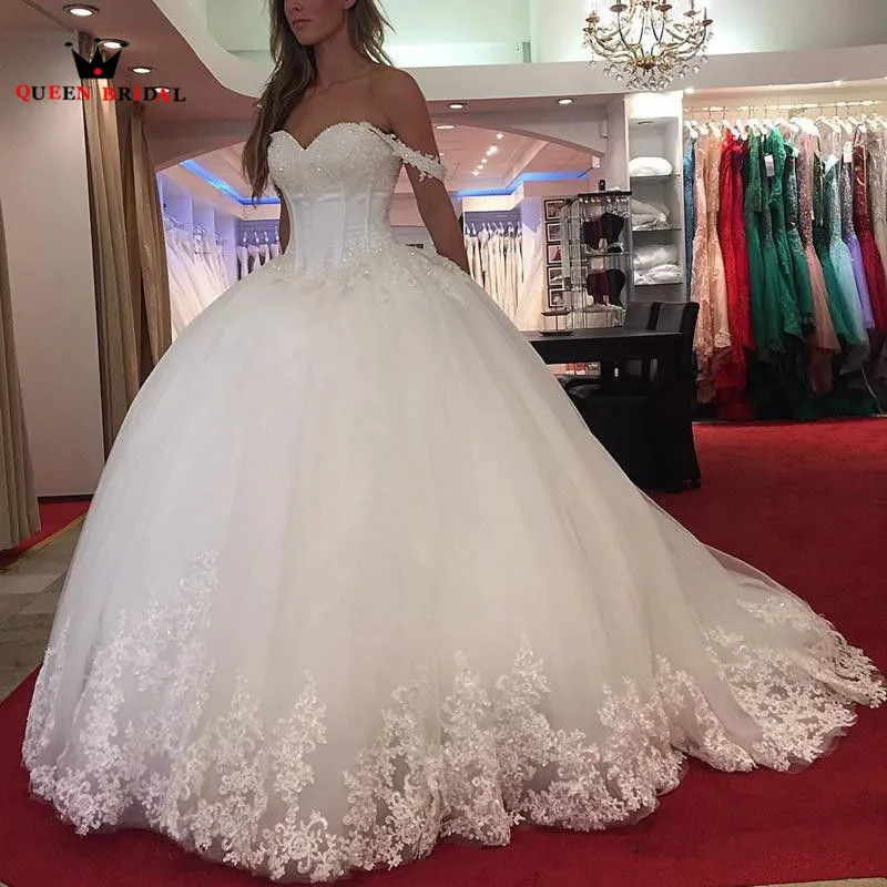Custom Made Ball Gown Fluffy Cap Sleeve Tulle Lace Beading Elegant Long