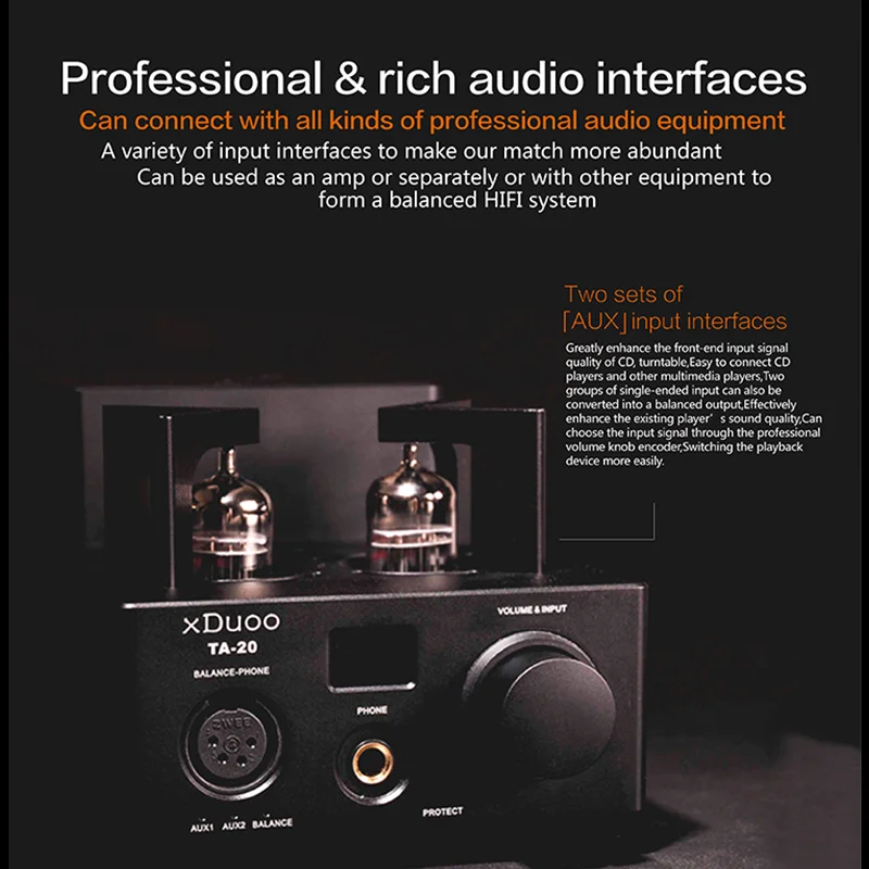 XDUOO TA 20 12AU7 HIFI аудио Высокая эффективность балансный ламповый усилитель для
