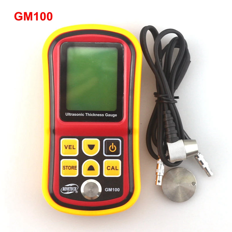 

GM100 Ultrasonic Thickness Tester Metal Width Measuring Tools 1.2 to 225mm 5MHz Sound Velocity 1000 to 9999m/s Meter