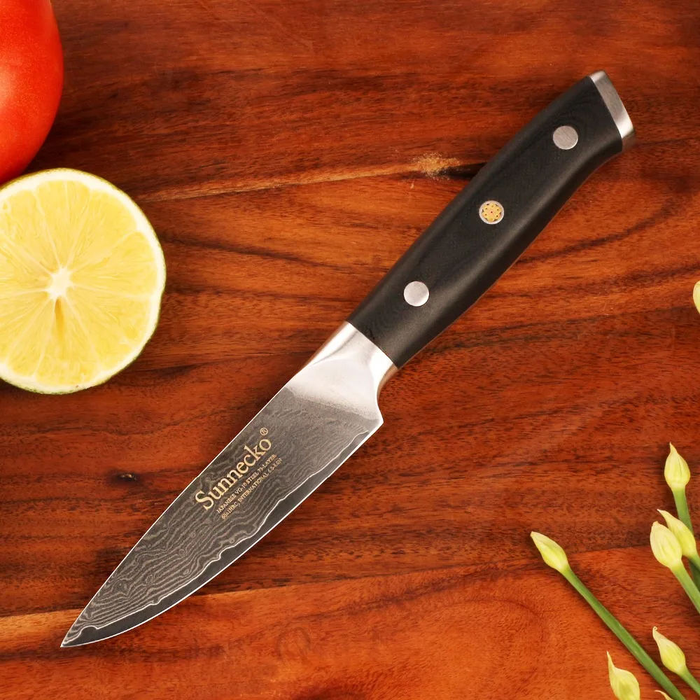 SUNNECKO 3.5" inch Paring Knife Kitchen Knives Japanese Damascus VG10