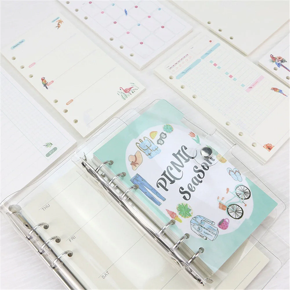 

45 Sheets Cartoon Birds Notebook Refills Cute Stationery 6 Holes A5 Refilling Inner Pages Loose Leaf Note Pads Planner Supplies