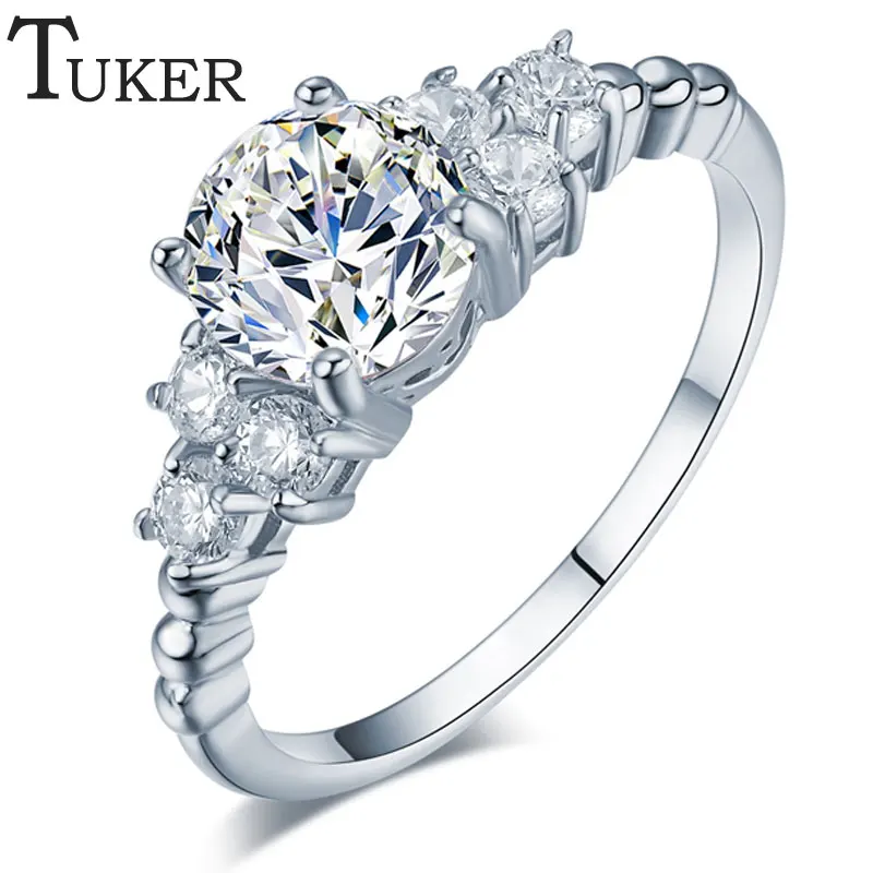 tuker fashion zirconia wedding engagement rings for women white gold color fashion jewelry female ring bijoux - Female Wedding Rings tuker fashion zirconia wedding engagement rings for women white gold color fashion jewelry female ring bijoux - Female Wedding Rings