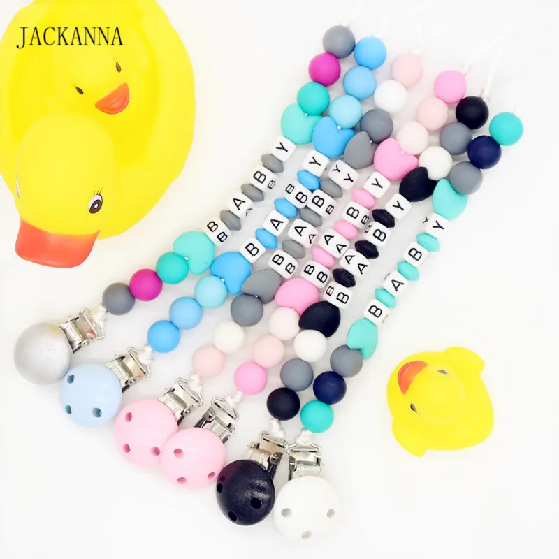 

Personalise Baby Pacifier Chain Infant Baby Dummy Clips Eco-friendly Newborn Pacifier Clips Holder for Baby Feeding BPA Free
