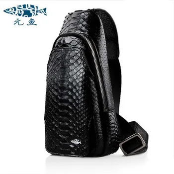 

yuanyu Authentic real python skin men and women chest package travel outside men bag one shoulder leisure bag