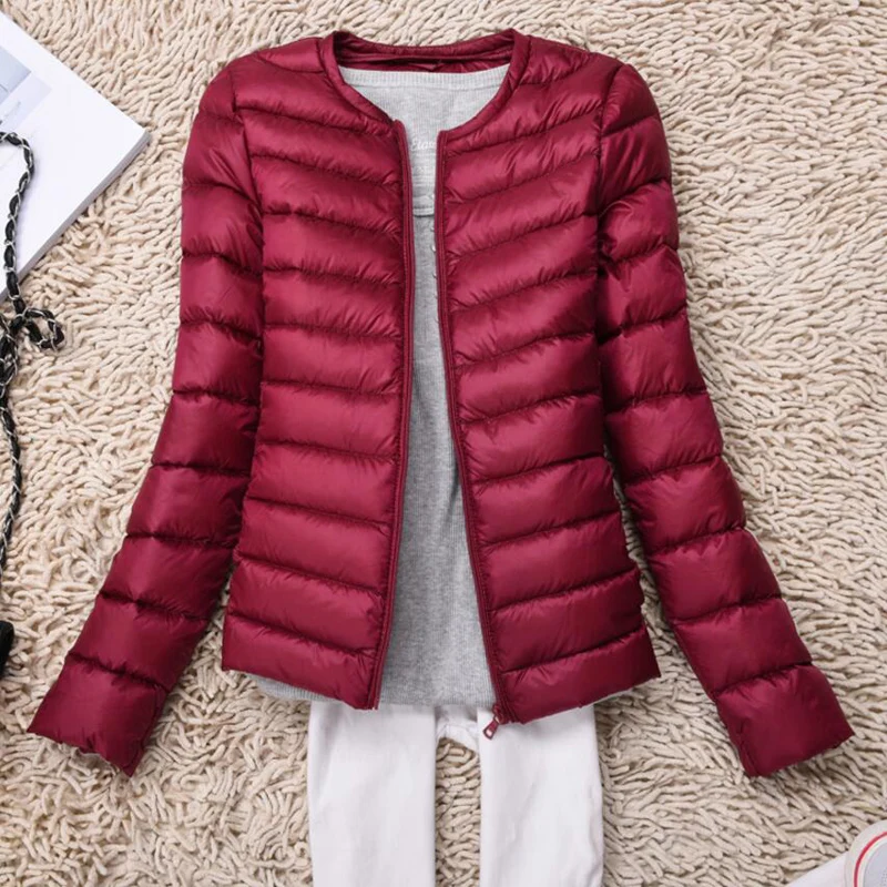 

2019 Spring Autumn Plus Size 3XL Women Ultra Light Down Jacket Female Warm Thin Short Coat White Duck Down Lightweight Parkas