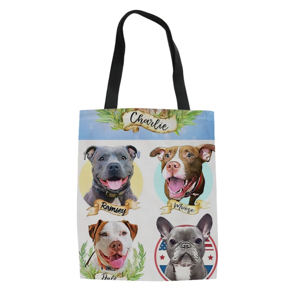 

Noisydesigns Women Shopping Reusable Bags Pets Animals Printing Shoulder Canvas Tote Bag Female Shopper Handbag Bolsas de Tela