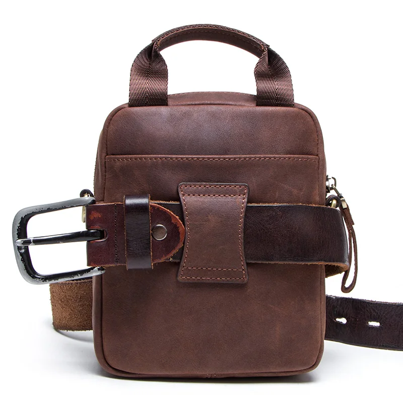 CONTACT'S Мужская изящная сумка из натуральной кожи, в стиле винтаж Мужские сумки на ремне для мужчин большая емкость с карманом для мобильного телефона