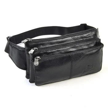 

Men Women Genuine Real Leather Classic Zip Fanny Belt Waist Bag Travel Casual Daily Purse Bum Cellphone Mobile Practical Pouch
