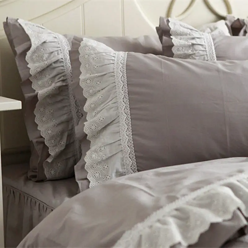 2pcs Pillow Case Flower Rustic Handmade Wrinkle Ruffle Lace Pillow