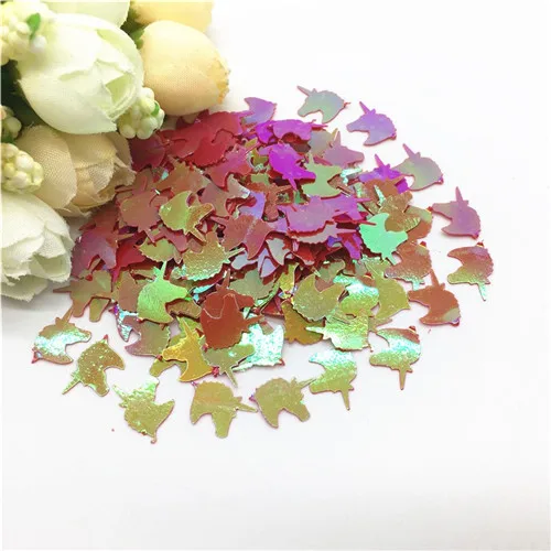 Paillettes 8x12mm Unicorn Shape Loose PVC Sequin Paillette Sewing Wedding Crafts Women DIY Garment Kids Scrapbook Accessory 20g - Цвет: AB red