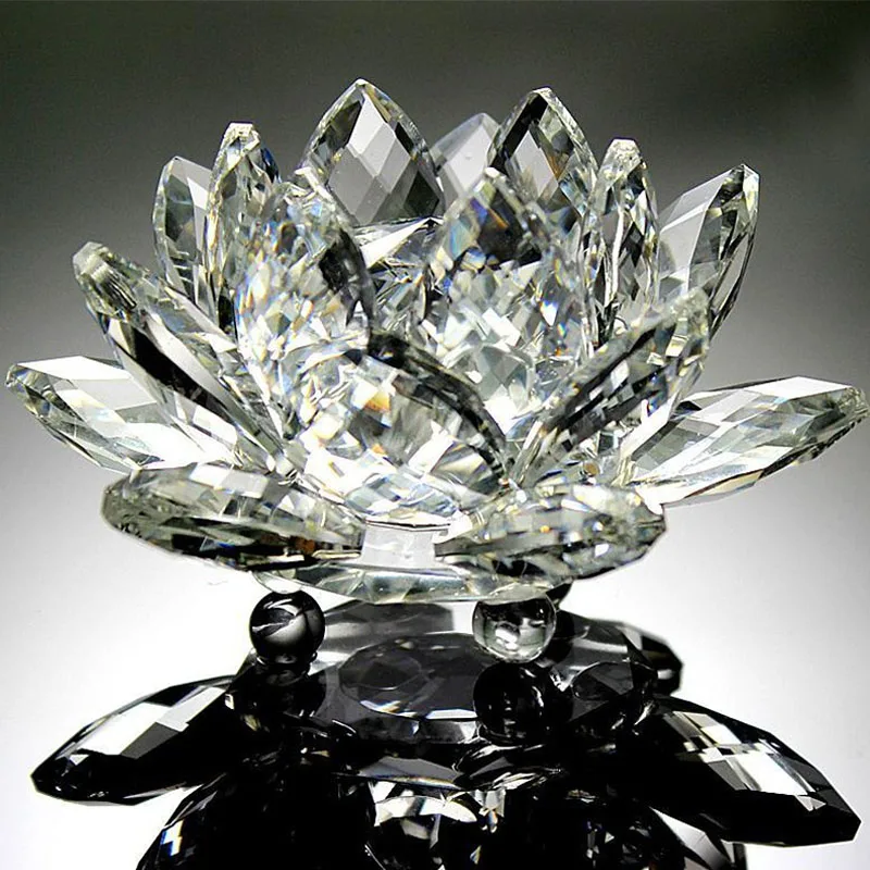 1166 49 De Réduction10 Cm Cristal Transparent Fleur De Lotus Verre Artisanat Pierres Naturelles Et Minéraux Maison Mariage Décor Presse Papiers