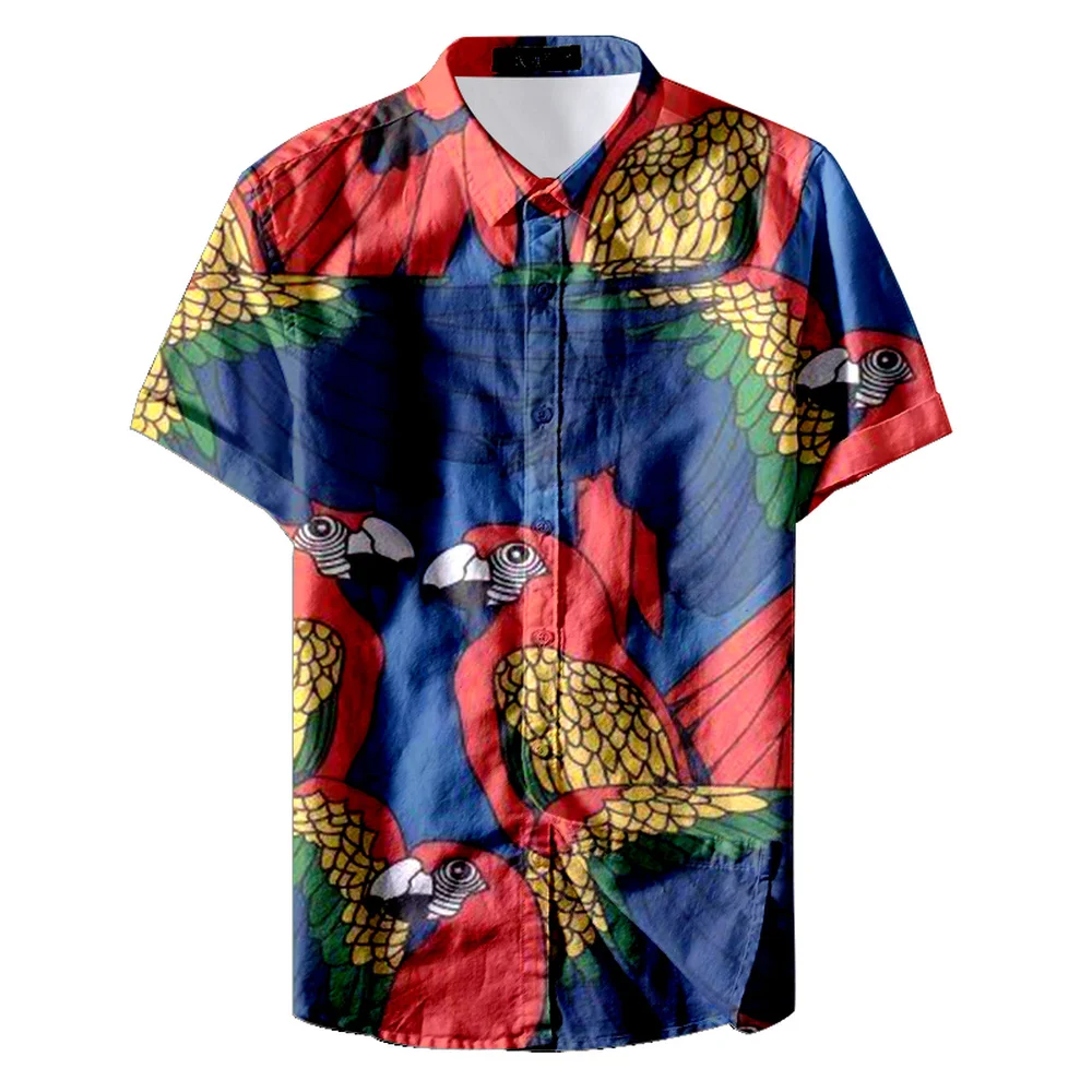 Гавайская Мужская рубашка с милым и забавным животным принтом, Мужская модная гавайская рубашка с коротким рукавом, крутая летняя рубашка