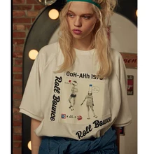 Футболки Письма Лоскутная короткий рукав Корейский модные брендовые летние женские футболки свободные высокое качество белый черный Для женщин футболки