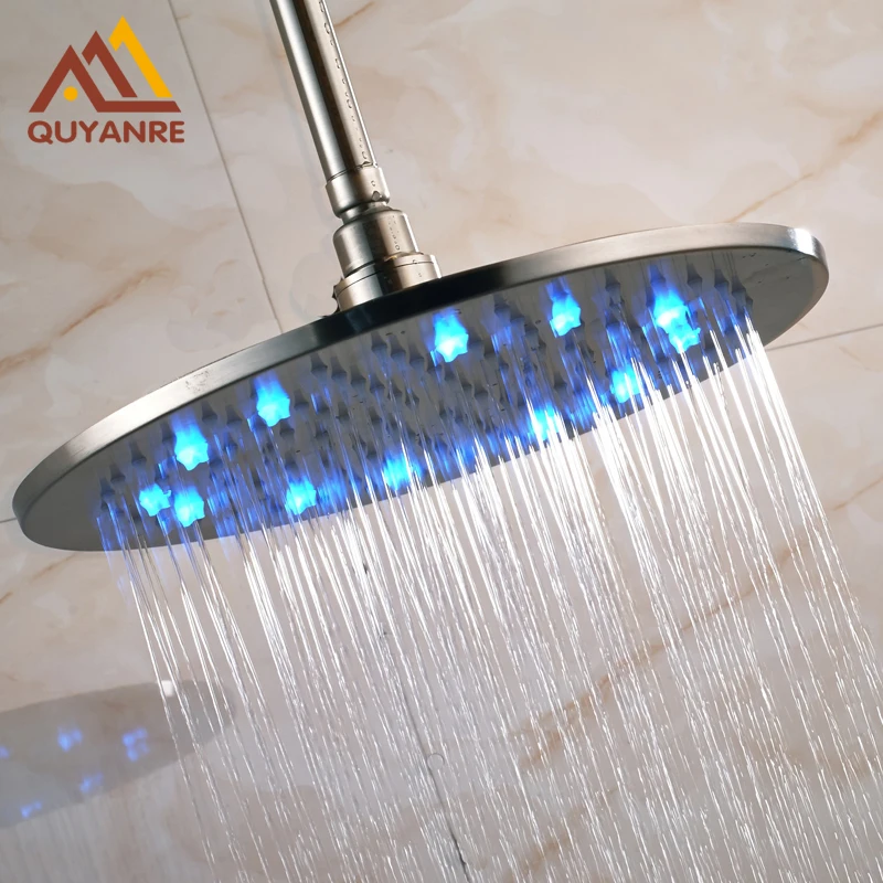 

Wholesale and Retail LED Light Rain Shower Head Wall Mount Bathroom Round Shower Head Brushed Nickle