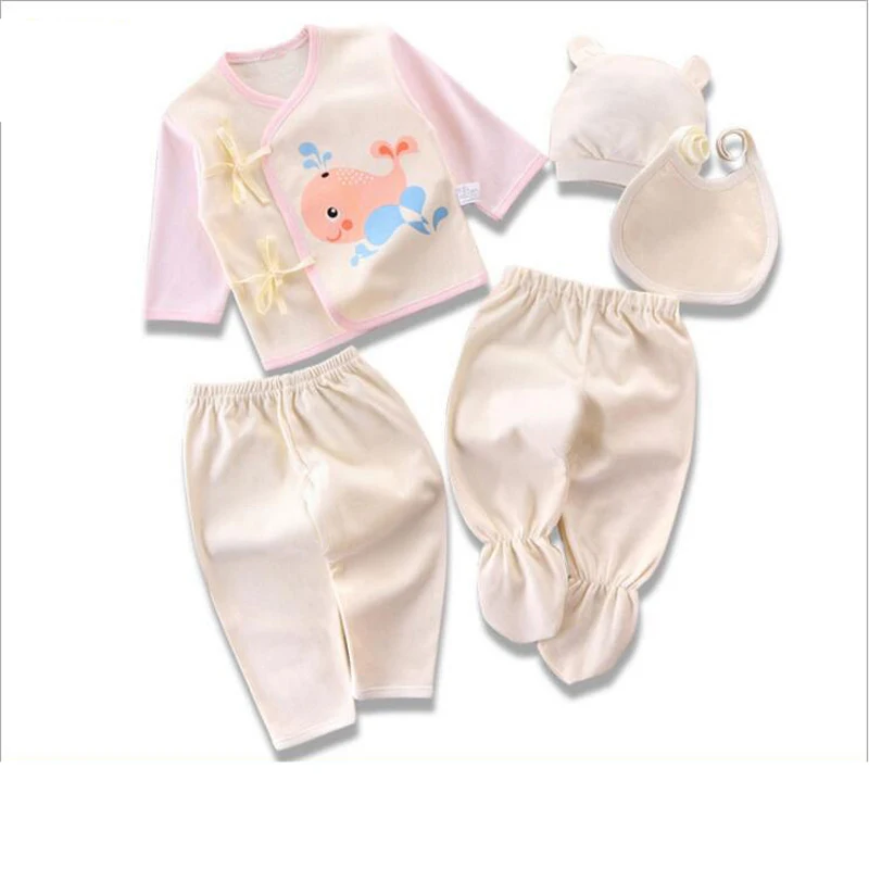 Newborn Infant Baby Suits Boys Girls Clothes Sets tops Pants bibs hats Girl Clothing set for baby girls outfit 5PCS/SET baby clothes mini set