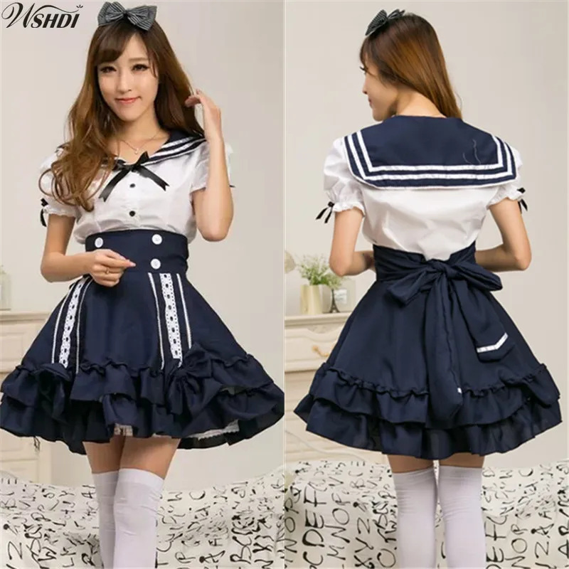 Lovely Girls Japanese School Maid Costume Sexy Sailor Lolita Costume ...