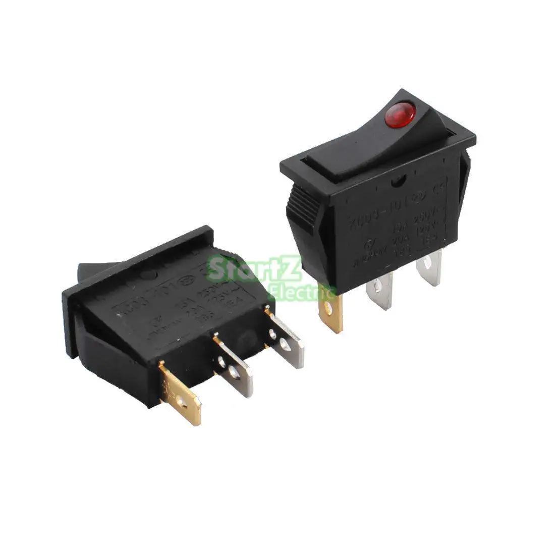 

5pcs DC 12V Red Light 2P 3 Pin Rectangle Boat Rocker Switch for Car Auto