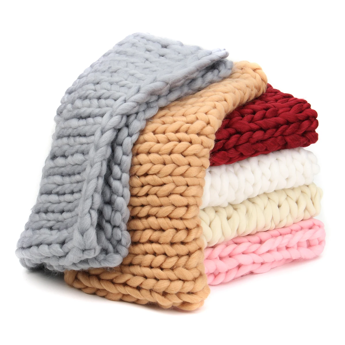 Handmade Bulky Soft Chunky Knit Blanket Thick Winter Warm Yarn Bedding