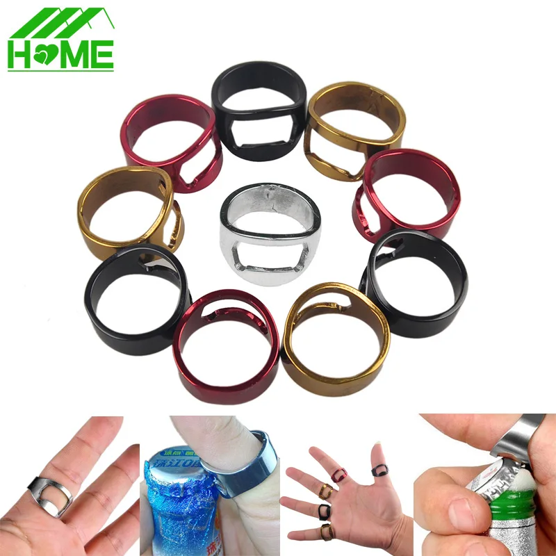 4pcs/lot Men Unique Finger Ring Wine Bottle Opener Stainless Steel