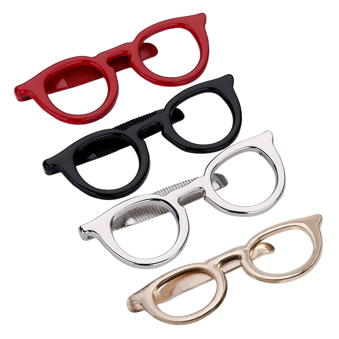 

4 styles Tie Clip Bullet Feather Glasses Anchor Mustache Key Shape Metal Tie Clip for Men Glasses Commercial Necktie Clips Pin