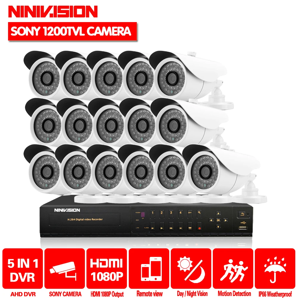 Камера видеонаблюдения HD 16 каналов 1080p AHD DVR 1 МП 1200TVL|dvr system|cctv systemcctv system 16ch |