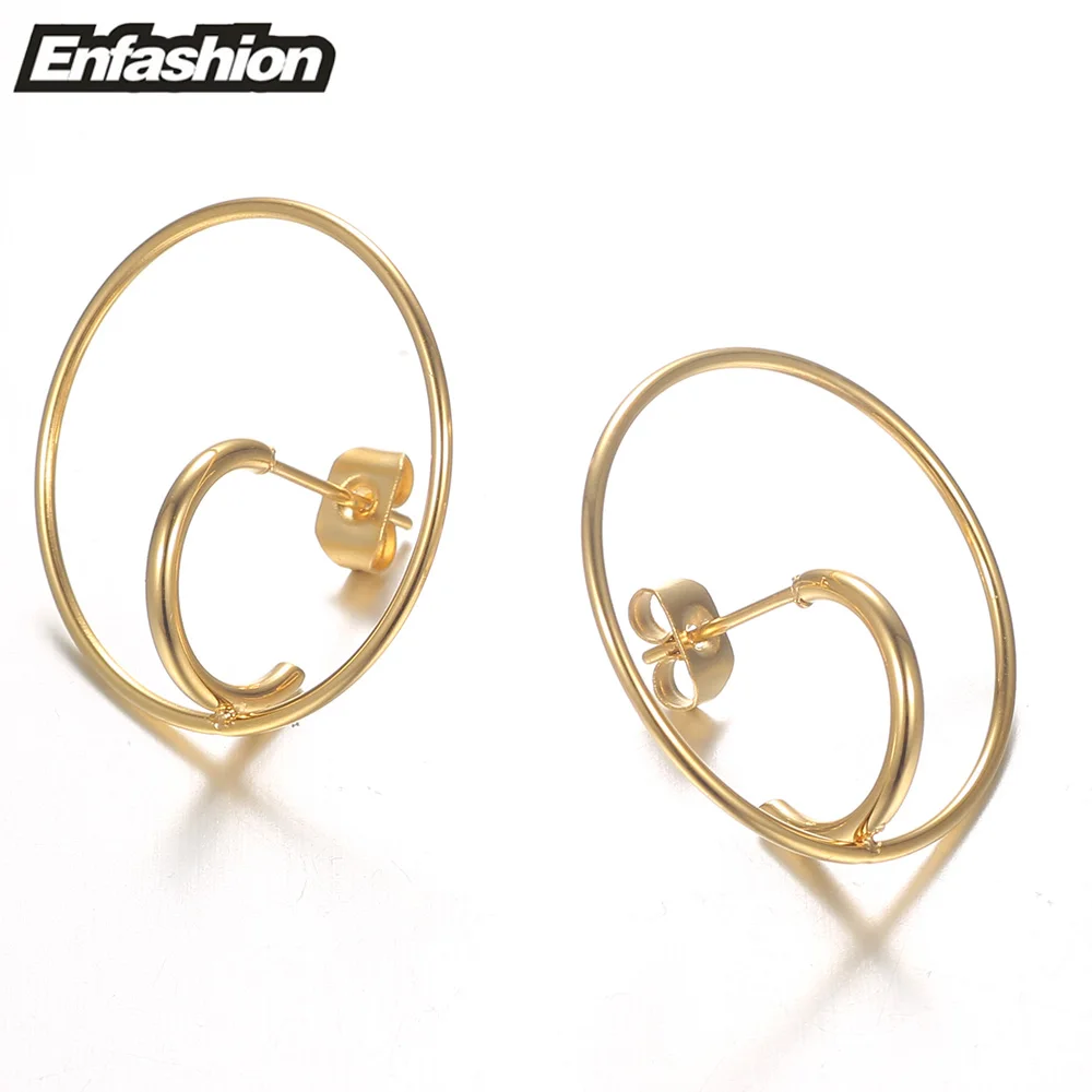 Женские сережки гвоздики Enfashion из нержавеющей стали золотого цвета|stainless steel stud