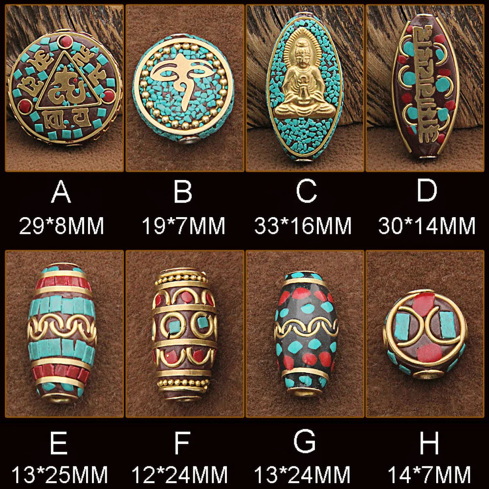 

Nepal Beads Handmade Red Coral Tibetan Bead Antique Golden For For Necklace Bracelet Tassel keychain Making in Jewelry Findings