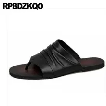 Шлепанцы обувь белый дизайнер Мужские сандалии кожаное лето итальянский коричневый воды слайды домашние тапочки плоские мода надевать черный ремень