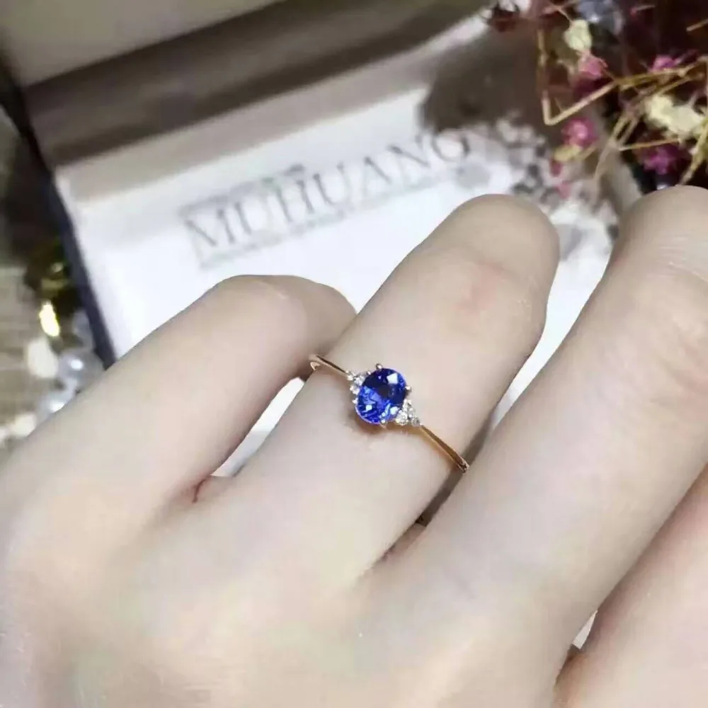 Верность натуральный Танзанит кольцо 925 Стерлинговое Серебро натуральный 4*6 мм синий драгоценный камень изысканное кольцо хорошее ювелирное изделие для женщин