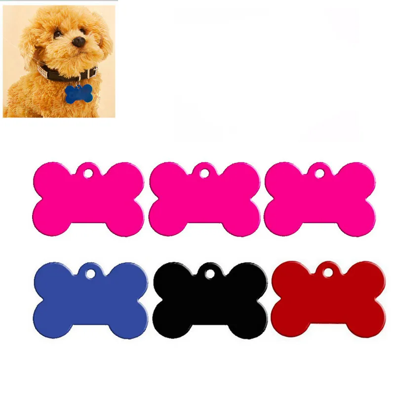 

2pcs Aluminum Pet Tag Bone Shape Double Sided Engraved Dog Cat Pet Name Phone Number ID Tag Charm Personalized
