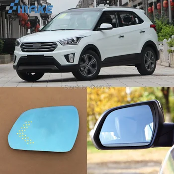 

smRKE For Hyundai IX25 Car Rearview Mirror Wide Angle Hyperbola Blue Mirror Arrow LED Turning Signal Lights