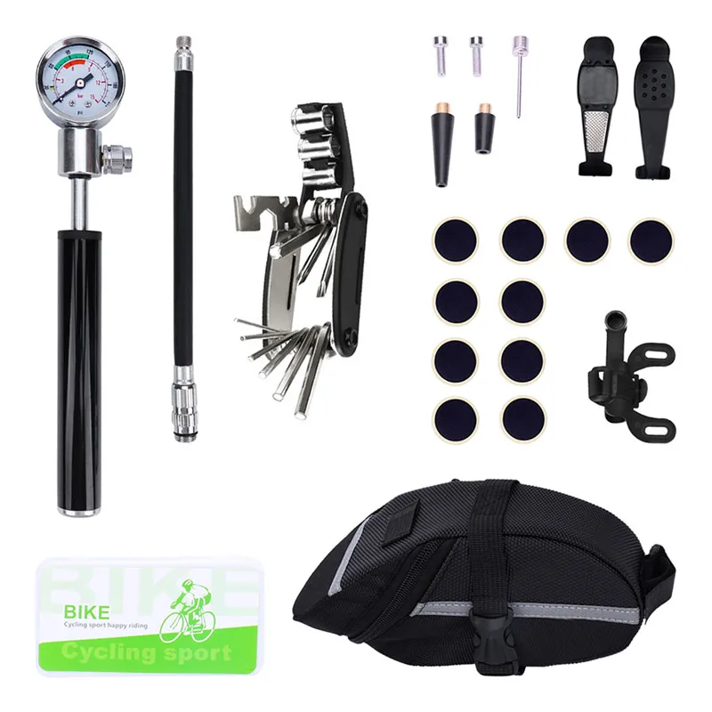 16 In 1 Multifunction Bicycle Repair Tools Sets Mountain Bike Bicycles Repair Tool Kit With Wrench Cylinder Pressure Gauge Cycle (1)