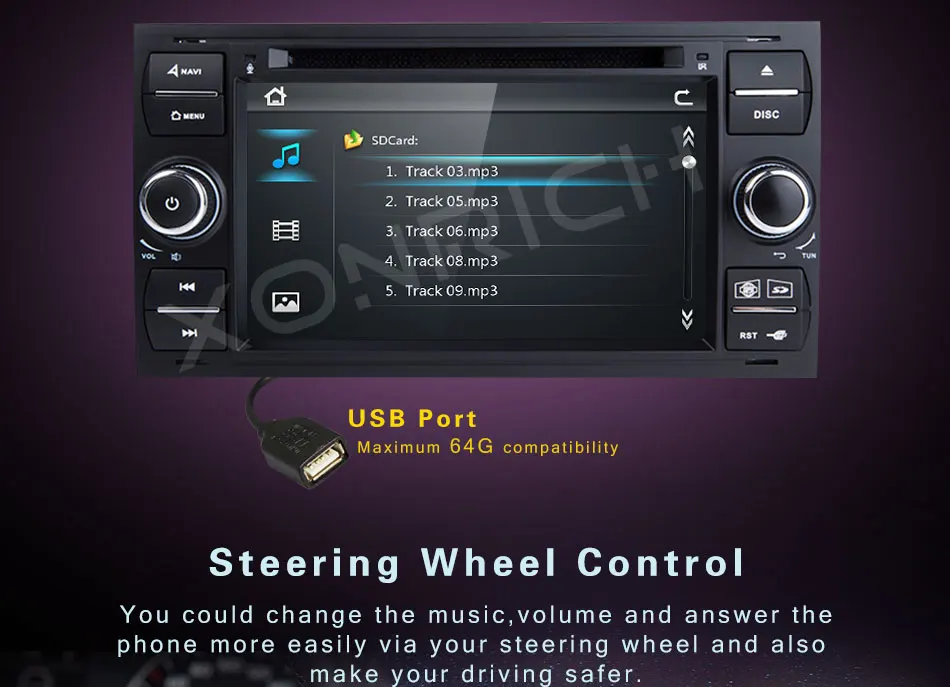 Sale 2 din Car DVD Player Multimedia For Ford Fiesta Ford Focus 2 Mondeo 4 C-Max S-Max Fusion Transit Kuga AutoRadio GPS Navigation 6