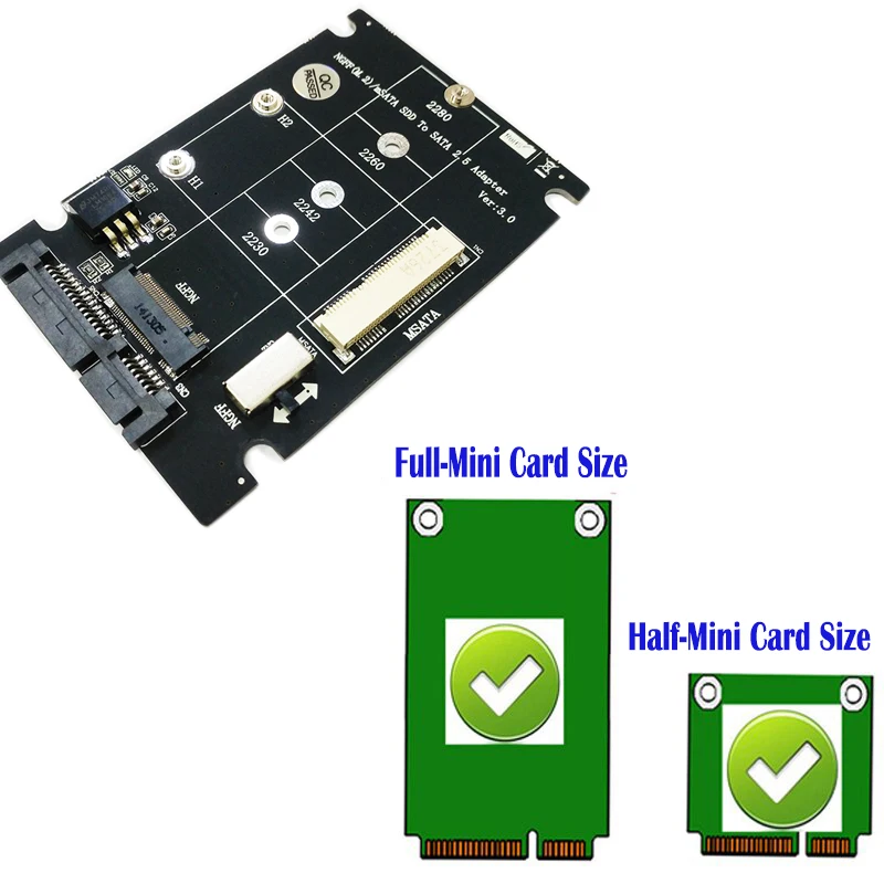 2 в 1 M.2 NGFF B Ключ Mini PCI-E mSATA SSD на SATA 2," адаптер для mSATA SSD 2230 2242 2260 2280 M2 NGFF SATA M.2 адаптер