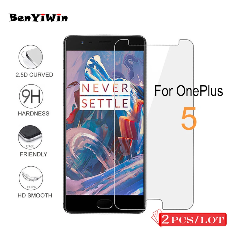 2 шт. закаленное стекло высокого качества для OnePlus 5 Защита экрана прозрачная