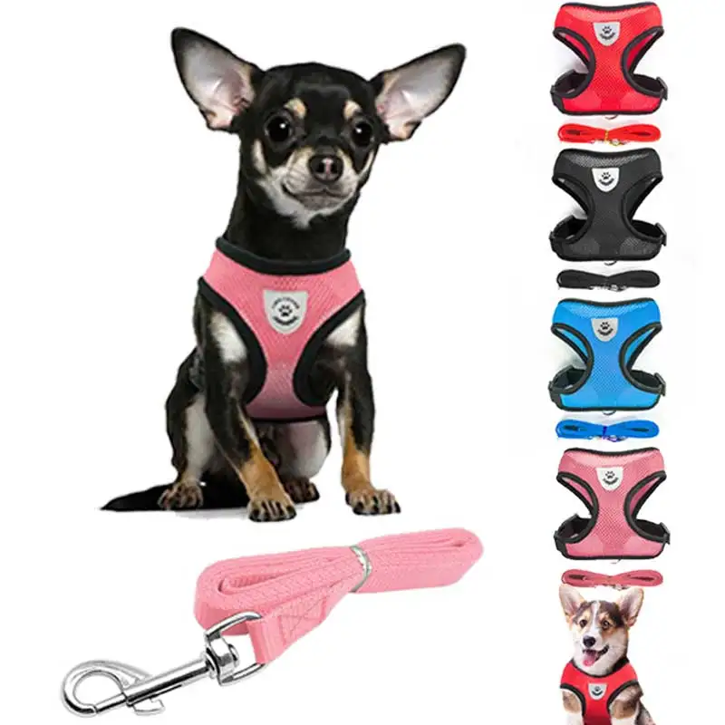 

Breathable Mesh Small Pet Dog Harness Leash Set Chest Rope Pets Weste Straps Puppy Dogs Cat for Chihuahua Pug Bulldog Cats arnes
