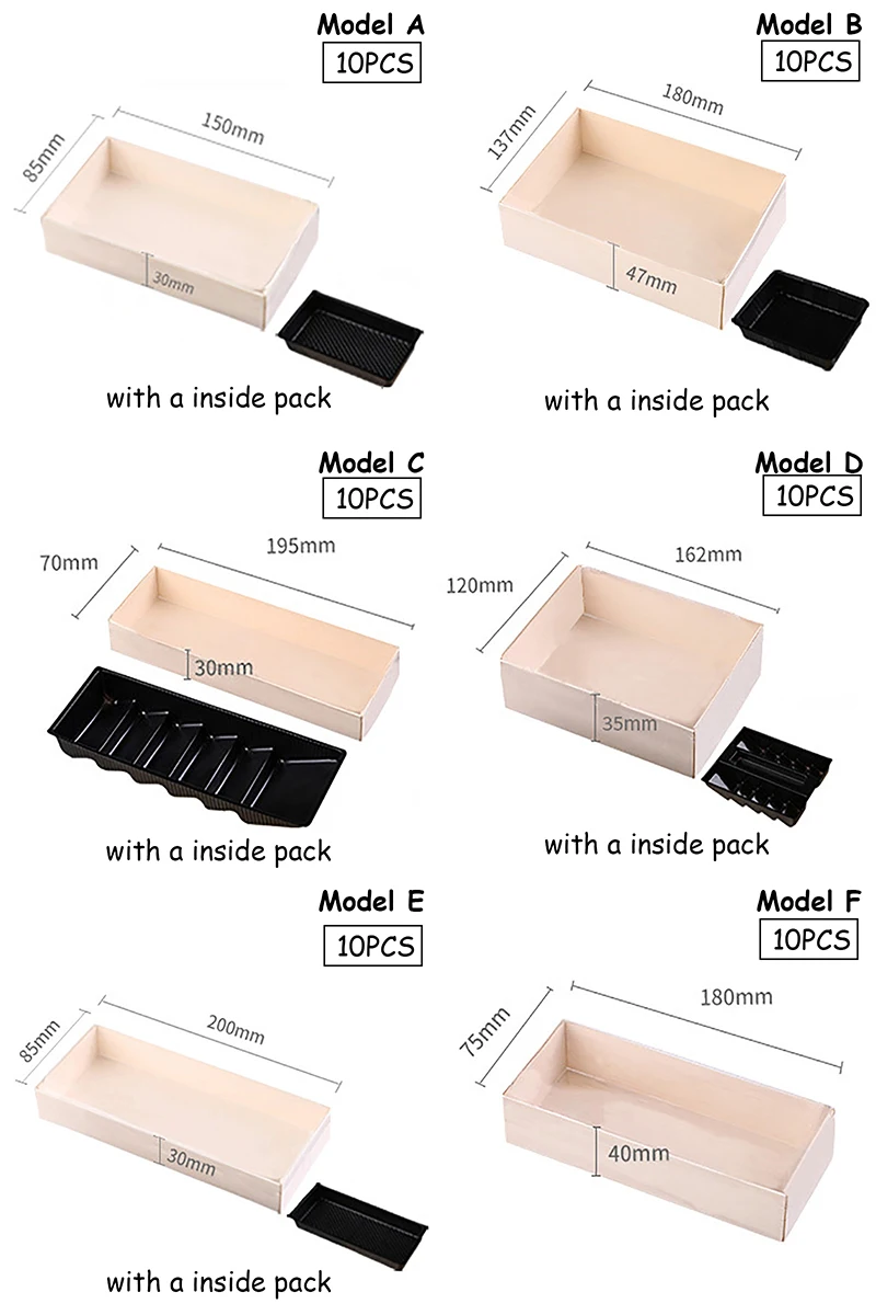 Деревянная упаковка печенья коробки окно-открытый десерт хлеб на вынос коробка подарка одноразовый ящик швейцарские рулоны коробка для суши 10 шт