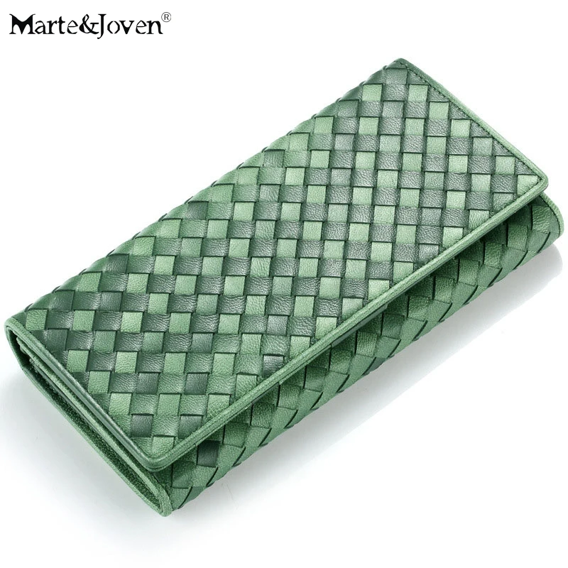 

Luxury Designer High Quality Sheepskin Kniting Wallets Women Genuine Leather Long Purse Large Capacity Clutch Purse Money Clip