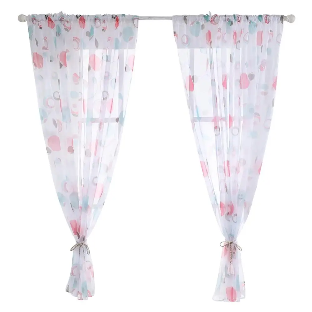 Cortinas de tul 3d impresas decoraciones de cocina tratamientos de ventana divisor de sala de estar americano cortina de gasa transparente Valance moderno